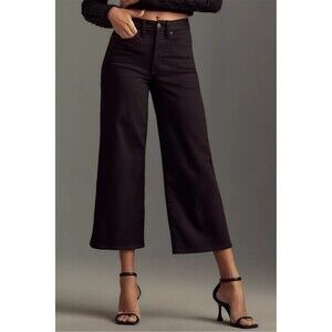 Good American Jeans Good Waist Palazzo Crop in Blackest Black